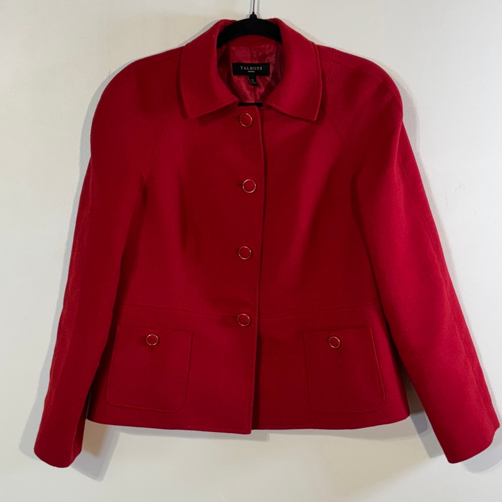Talbots Petite Blazer Suit Jacket Women’s Size 12P Pockets Collared Wool Blend